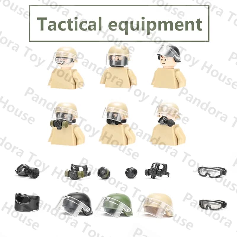 MOC Military Building Block casco antideflagrante soldato maschera tattica attrezzature occhiali Equip Figure accessori giocattoli regali