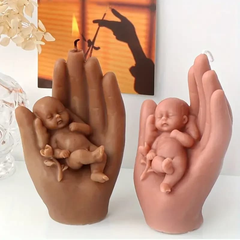 Stampo per candele in silicone 3D per bambini in mano, sapone per aromaterapia, creazione di amore, madre, decorazione in gesso portatile, regalo artigianale fai da te