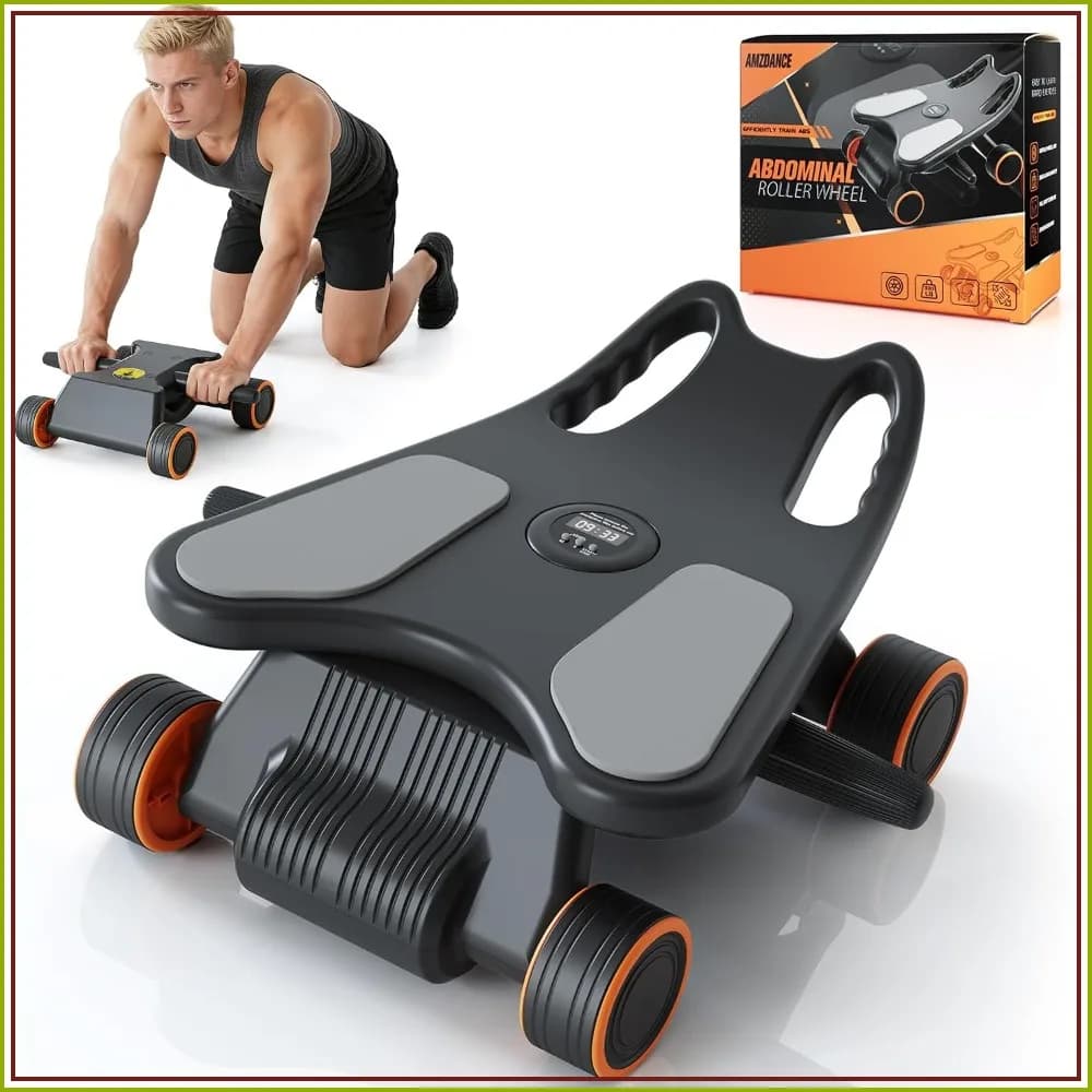 4-Wheel Ab Roller with Elbow Support & Knee Pad for Home Gym