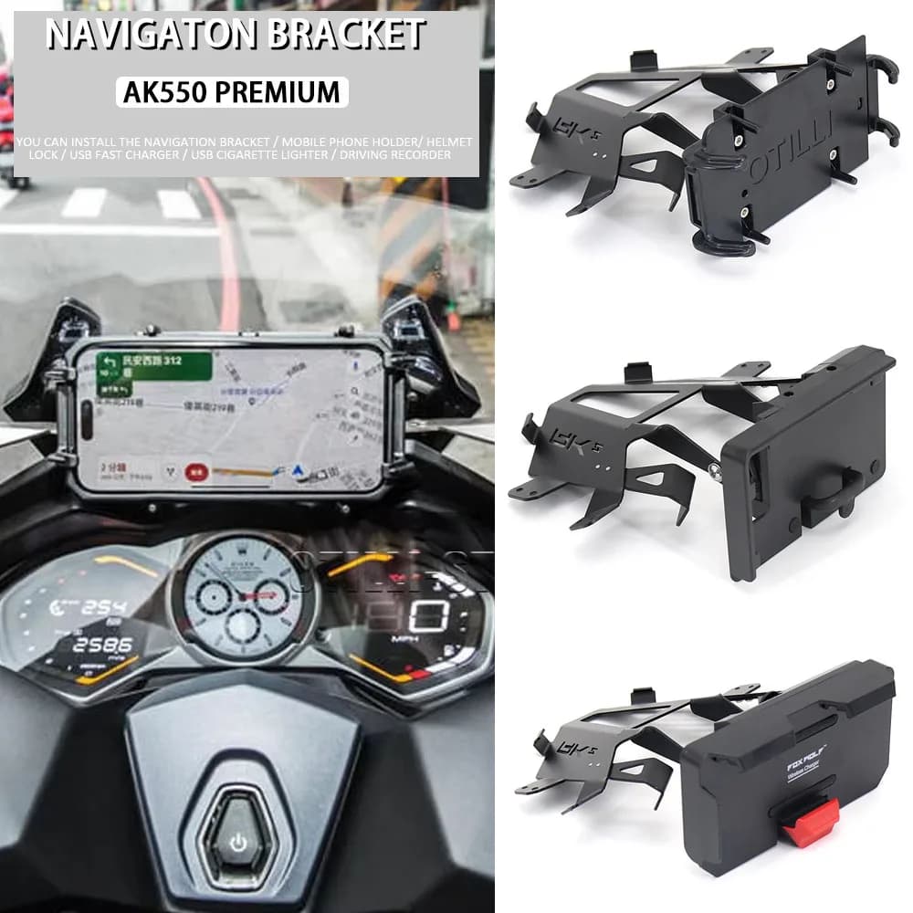 Accessori moto Supporto per telefono Supporto per piastra di navigazione GPS Staffa per Kymco Ak550 ak550 AK 550 AK550 Premium