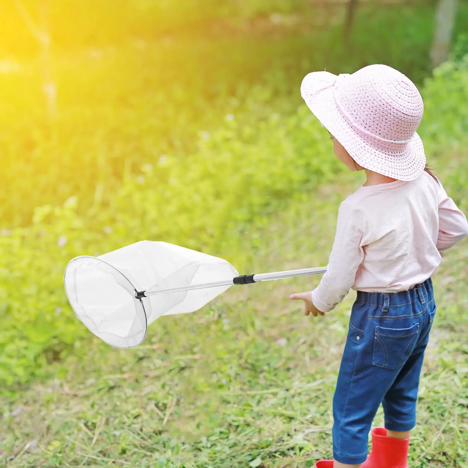 Rete da Cattura Retrattile con Manico Telescopico in Lega Estensibile, Rete Pieghevole per Pesca, Insetti e Farfalle, Divertente per Bambini