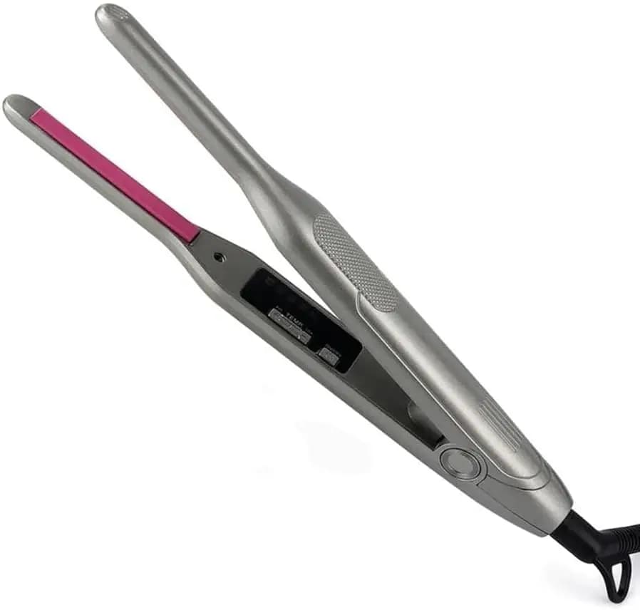 Mini Piastra 2-in-1 per Arricciare e Lisciare i Capelli, Ferro Piatto in Ceramica Ultra Sottile con Display LED per Capelli Corti e Barba