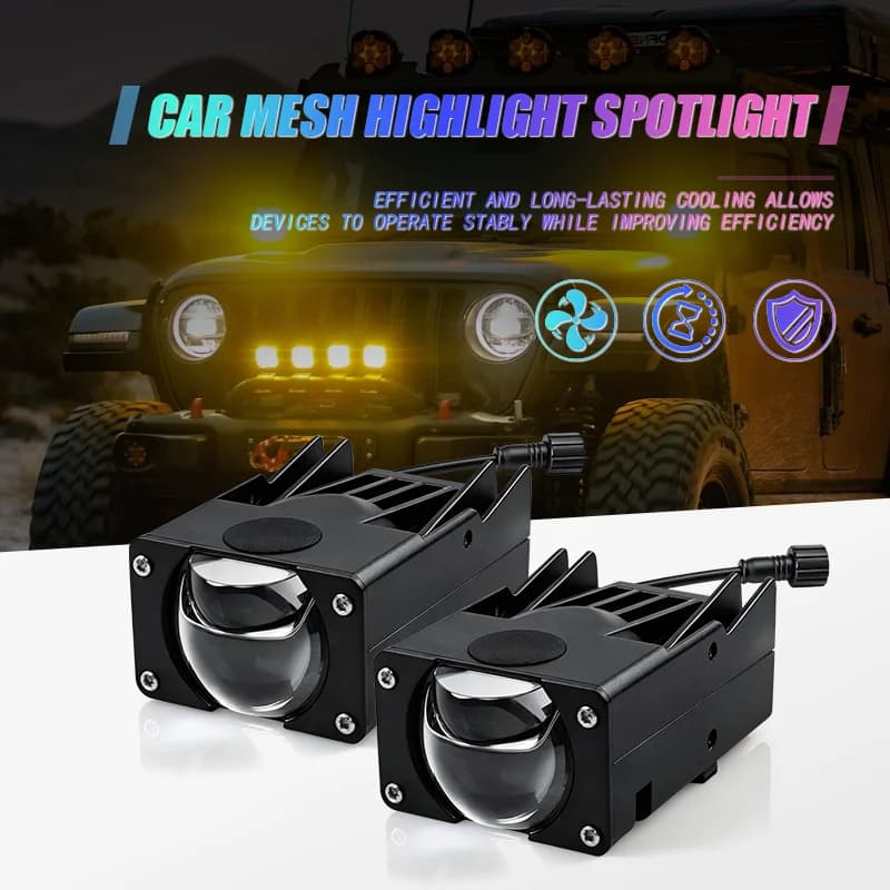Faro Anteriore a LED per Auto, Luce da Lavoro 6000K con Fascio Alto/Basso, Faro Fendinebbia con Lente Proiettore Super Luminoso per Fuoristrada, Moto, SUV