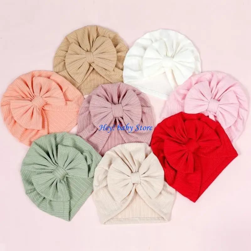 Q1FE Headphone Cap with Baby Clasp Mosss turban Cap Hot Copricapo Shots for Newborn Photo