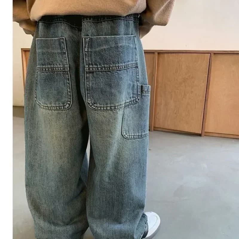 Nuovi pantaloni in denim per bambini 2025 Primavera Estate Nuovi pantaloni a gamba larga per ragazze 2-7 anni Jeans da ragazzo Pantaloni casual con tasche grandi per bambini