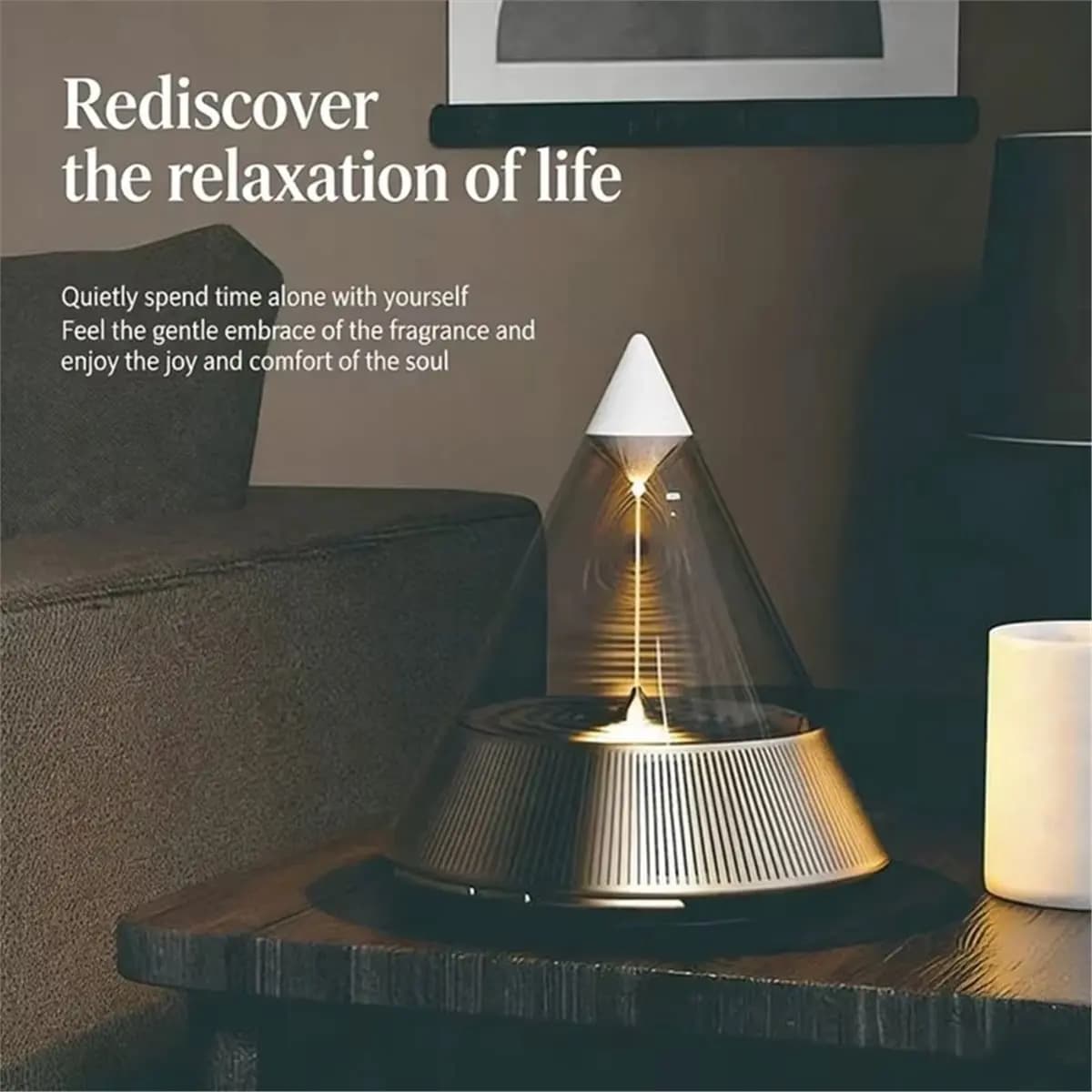Aromatherapy Atmosphere Lamp Bluetooth Speaker Quantum Light Bedroom Bedside Hifi Sound Wireless Stereo Subwoofer Gray