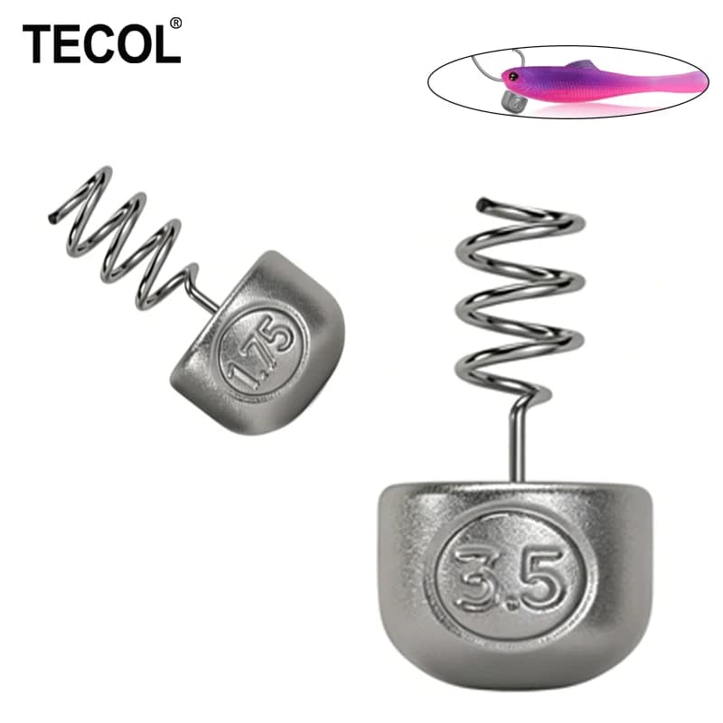 TECOL 1G 1.75G 2.7G 3.5G Spiral Spring Insert Lead Lock Pin Sinker Weight Neko Rig Rock Fishing Sinker For Soft Worm Bass lure