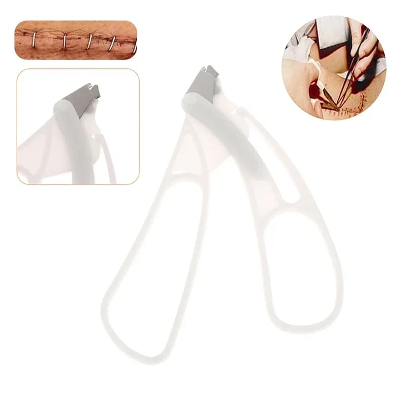1 pz bianco monouso pelle cucitrice unghie clipper chirurgico pelle sutura unghie rimuovere strumento acciaio inossidabile + plastica estrattore per unghie