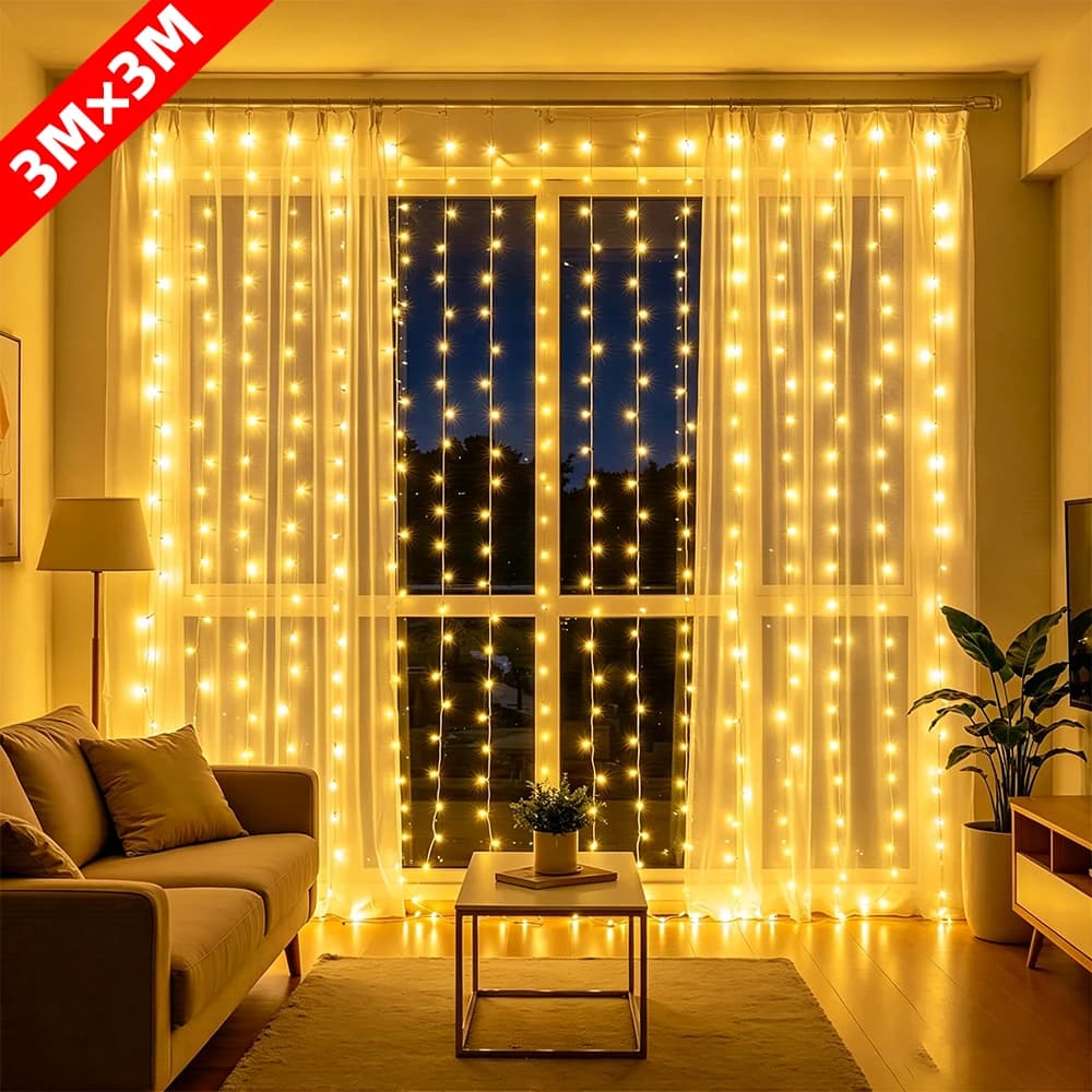 Fairy Curtain Lights USB Plug in 8 Modes String Hanging Lights with Remote for Christmas Bedroom Indoor Outdoor Weddings Party