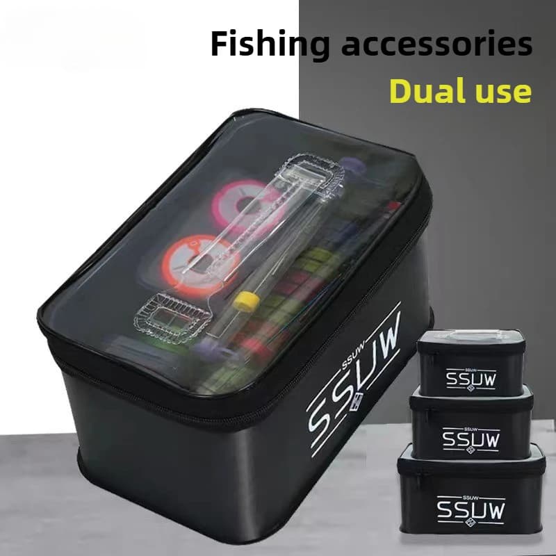 Portable EVA fishing gear box, fishing accessories organizer, live bait container, 3L/5L/7L capacity water container