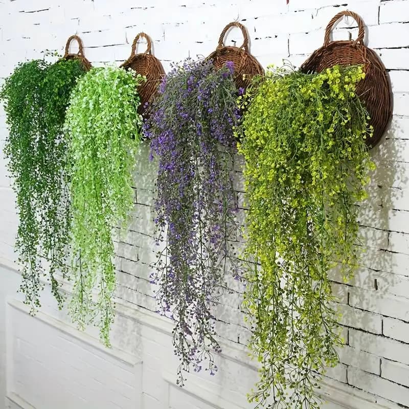 2 pezzi di edera artificiale vite finta appesa a parete salice foglie di Rattan ghirlanda di plastica erba per aria condizionata decorazioni per il giardino di casa