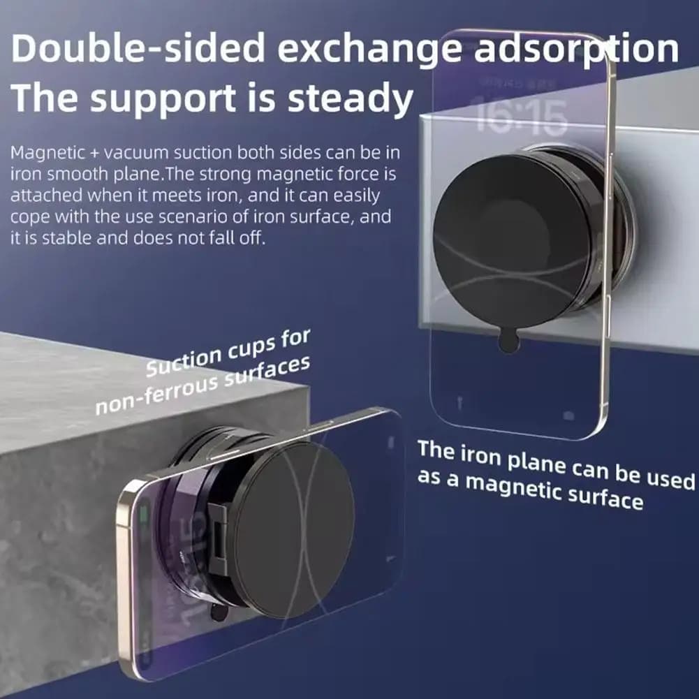 Supporto magnetico per telefono da auto con adsorbimento del vuoto 360 ° Supporto regolabile con rotazione per accessorio per telefono cellulare per piastrelle da parete sul cruscotto