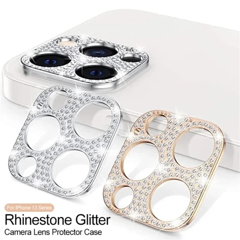 Glitter Camera Lens Film For IPhone 15 Pro 16 13 12 14 Pro Max 13 12 Mini 14 15 Plus Metal Diamond Camera Lens Ring Protector