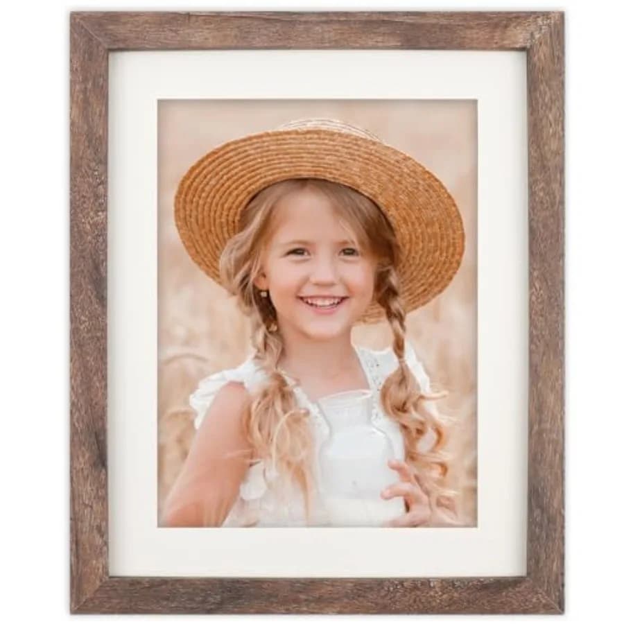 Picture Frame Wood Display Picture 6x8 with Mat or without Mat Distressed Photo Frame for Wall and Tabletop Decoration