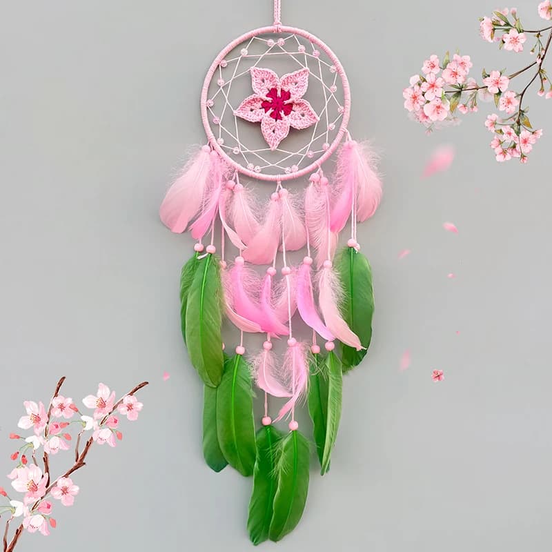 Hand-woven Crochet Dream Catcher Wind Chimes Bohemian Wall Hanging For Girl's Bedroom Window Decor Festival Gifts Home Accessory