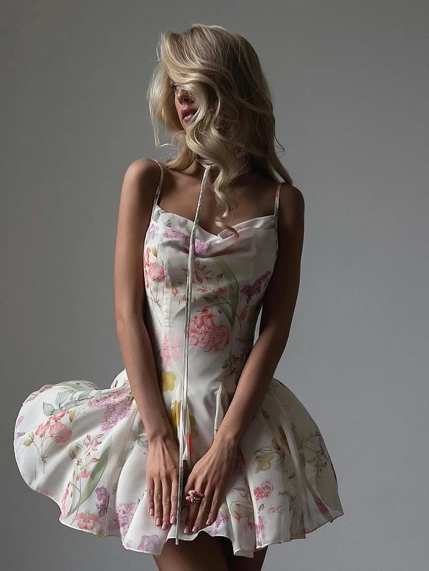 Marthaqiqi stampa camicie da notte da donna Sexy Spaghetti Strap pigiama Backless Sleepwear Mini Dress Summer Casual Nightwear Dress