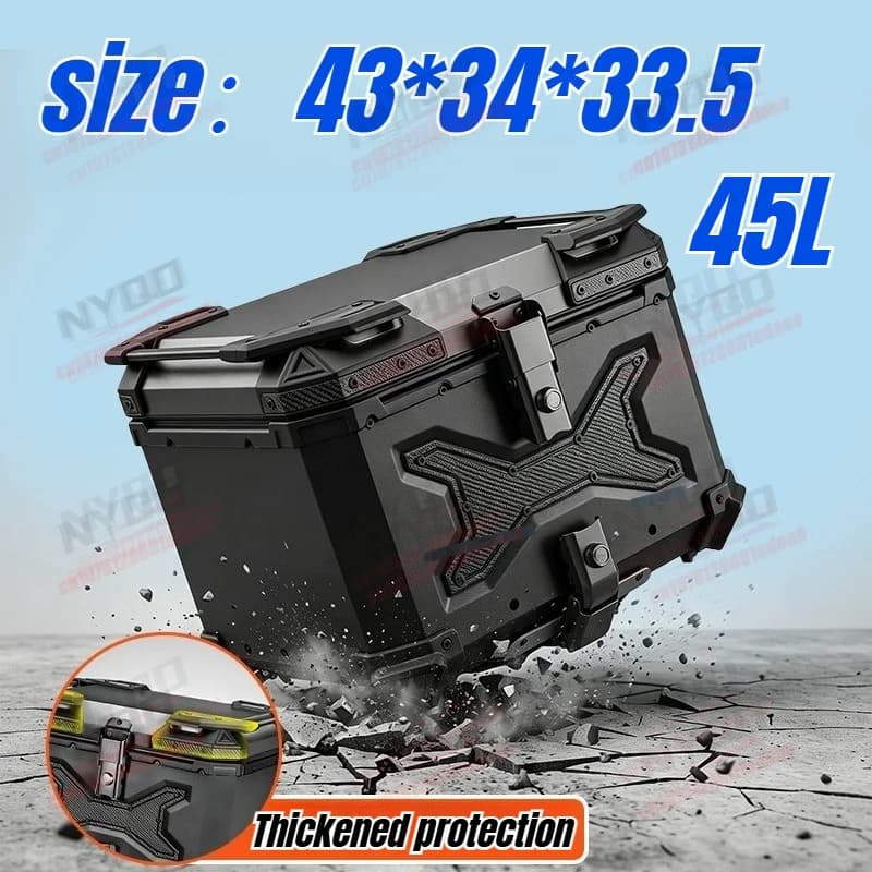 45L Universal Aluminium Alloy Motorcycle Tail Box Motorcycle Trunk Luggage Helmet Waterproof Motorbike Tail Box with Inner Pad