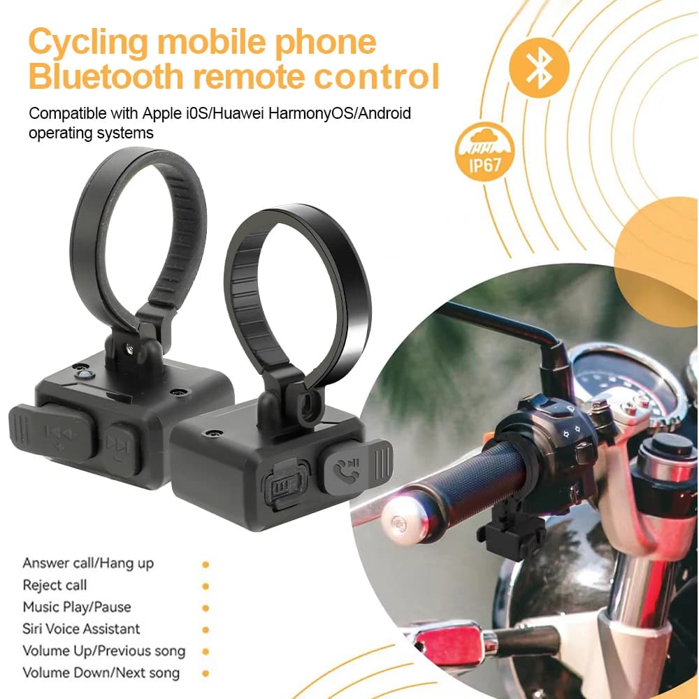 New Wireless Remote Control Button Helmet Headphones Motorcycle Handlebar Bicycle Handlebar Volante Multimedia Control