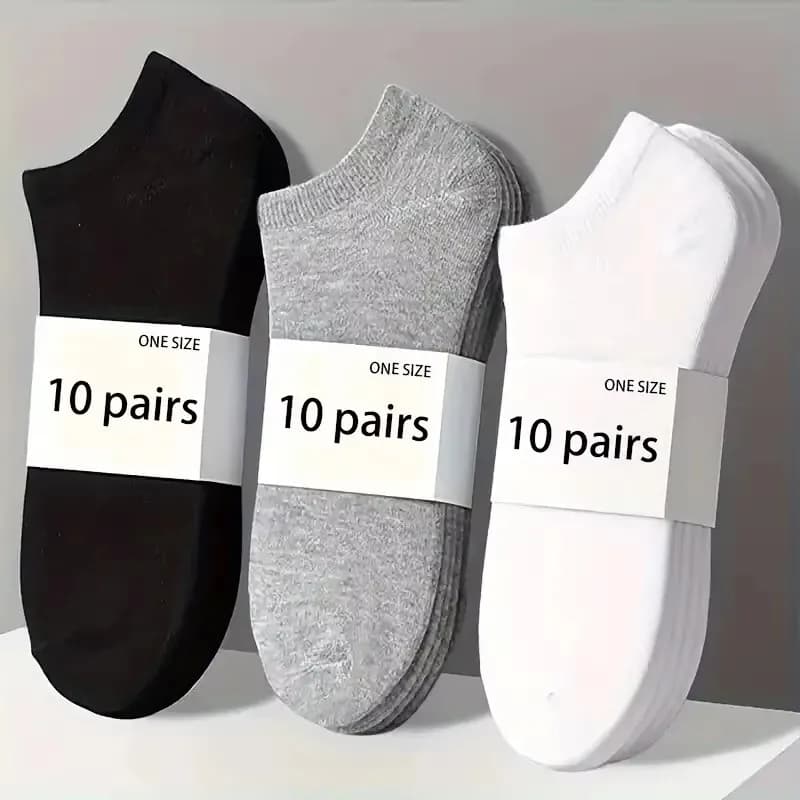 Confezione da 10 calzini unisex neri bianchi grigi alla caviglia - Calzini da palestra per allenamento da corsa, morbidi, in misto cotone, traspiranti e ammortizzati