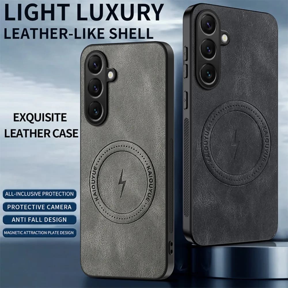 Wireless charging phone case for Samsung Galaxy S26 Ultra S25 Edge S24 FE S23 S22 S21 Plus, S26 Magsafe leather magnetic cases