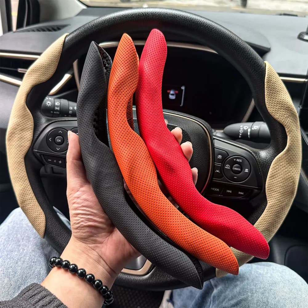 2 pezzi coprivolante per auto Booster microfibra pelle accessori decorativi interni auto aspetto fibra di carbonio lucida