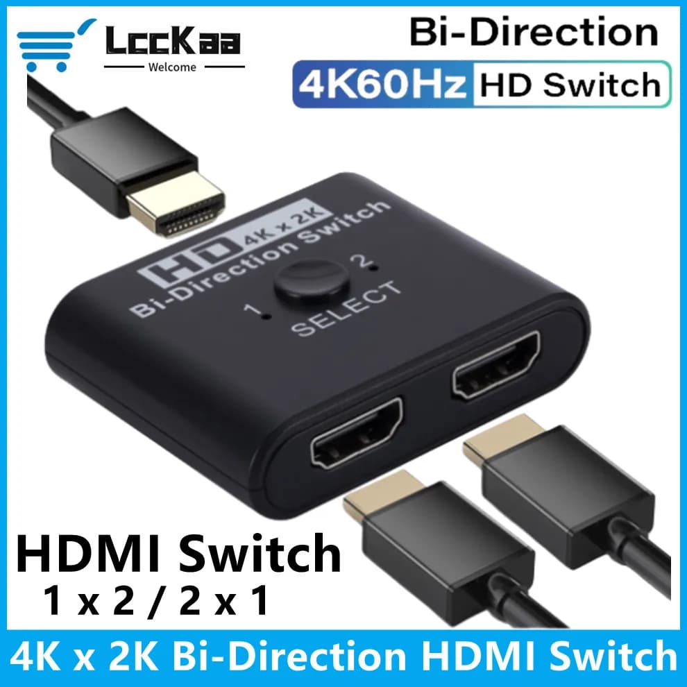 Switch HDMI Bidirezionale 4K, Splitter 2 in 1 Out, Convertitore 1x2 2x1, Adattatore Video HD per Proiezione su Schermo Mobile