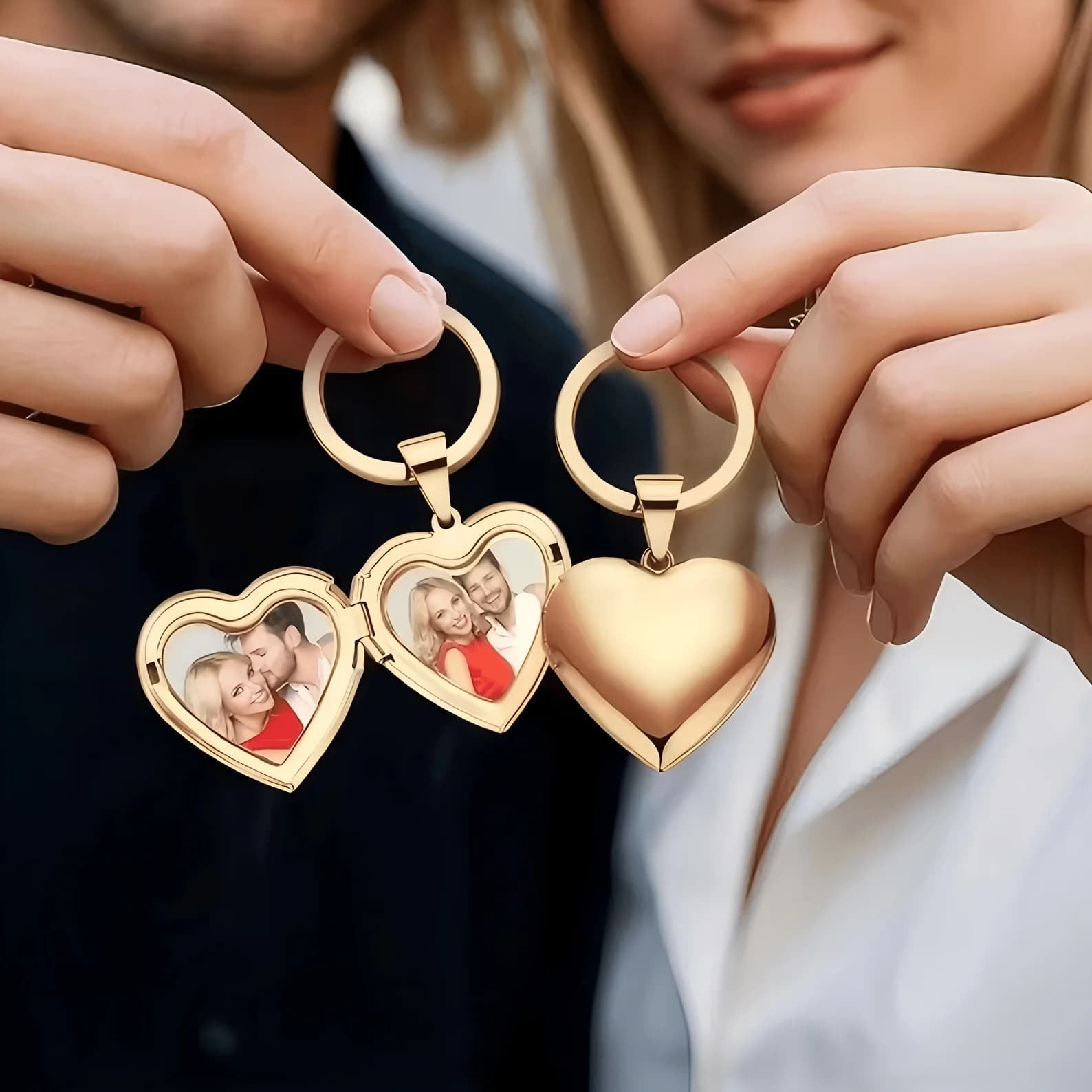 Custom 1/2 Photo Heart Frame Locket Keychain Personalised Key Ring Memorial Keepsake for Loved Ones & Pets Special Souvenir Gift