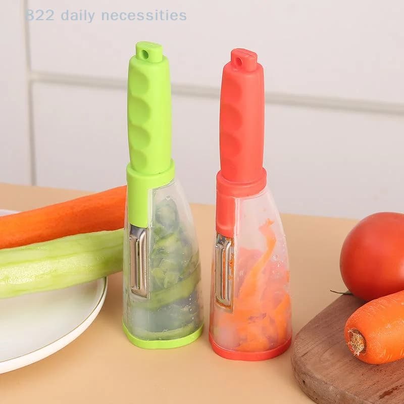 Pelapatate Multifunzione con Contenitore Integrato, Coltello per Sbucciare Frutta e Verdura, Utensile da Cucina per Pelatura Facile