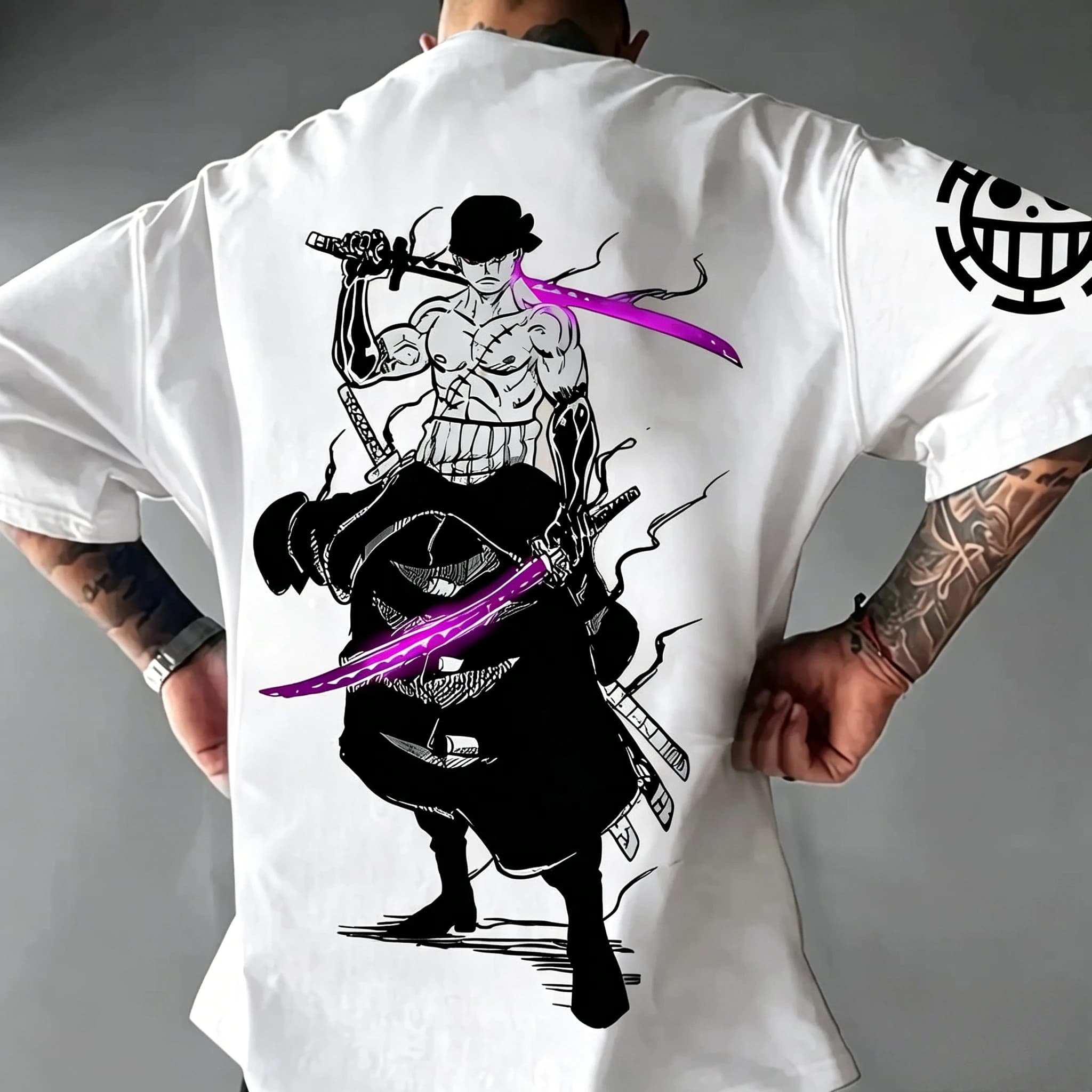 T-shirt stampata da uomo ONE PIECE Japan Anime Roronoa Zoro, estiva, casual, a maniche corte, in cotone, per ragazzi e bambini