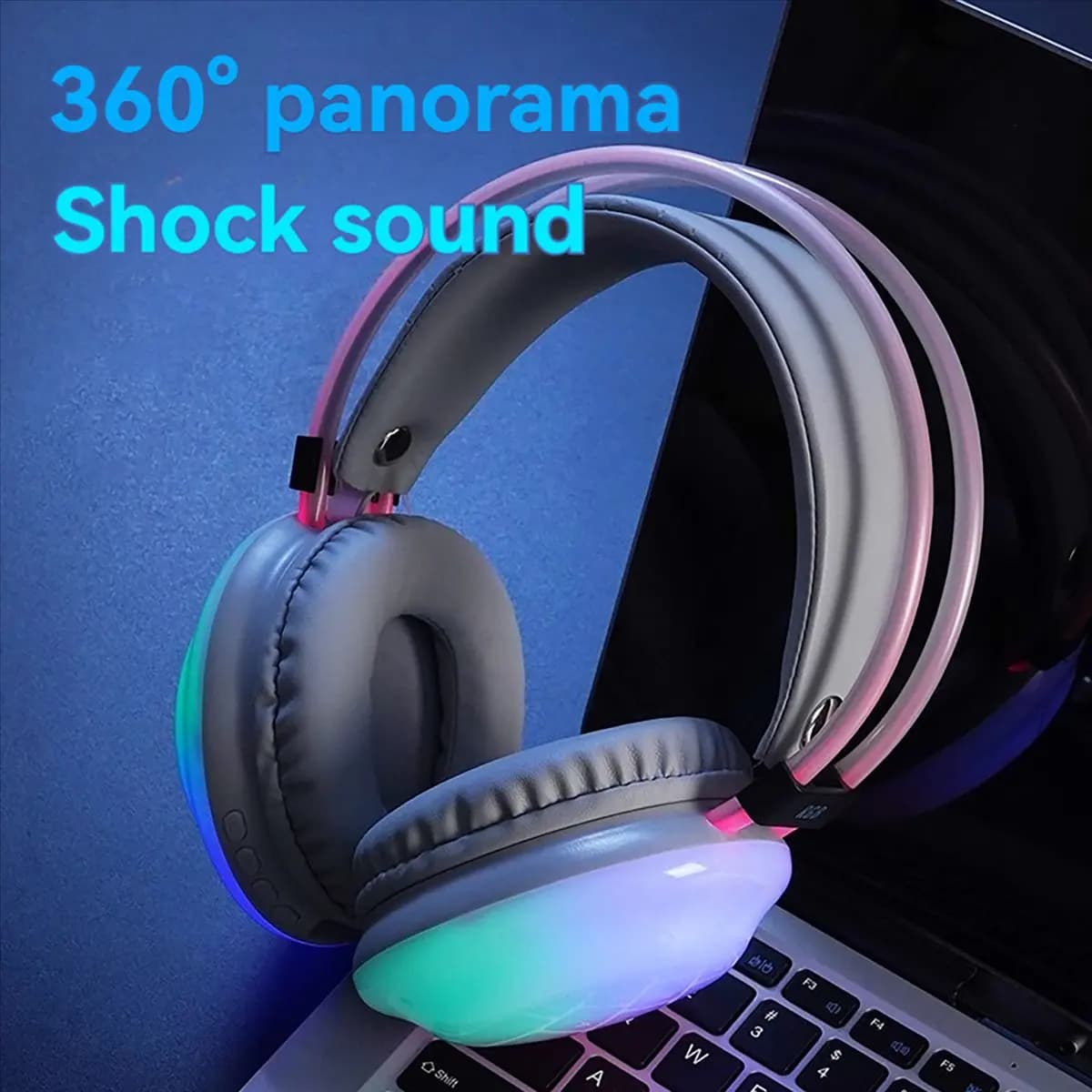 Gaming Headphones RISE-RGB Bluetooth Wireless Headphones E-sports gaming heads with dynamic lighting Pink Computer Headphones