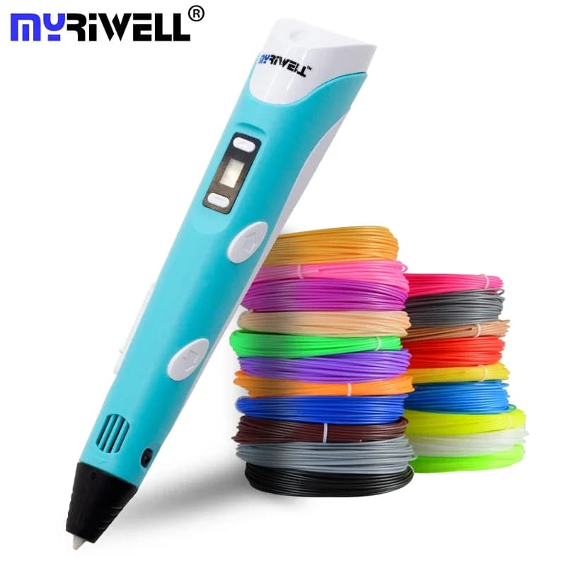 Penna 3D Myriwell con Schermo LED, Penna per Stampa 3D Fai-da-Te, 100m di Filamento PLA, Giocattolo Creativo Regalo per Bambini, Disegno e Progettazione