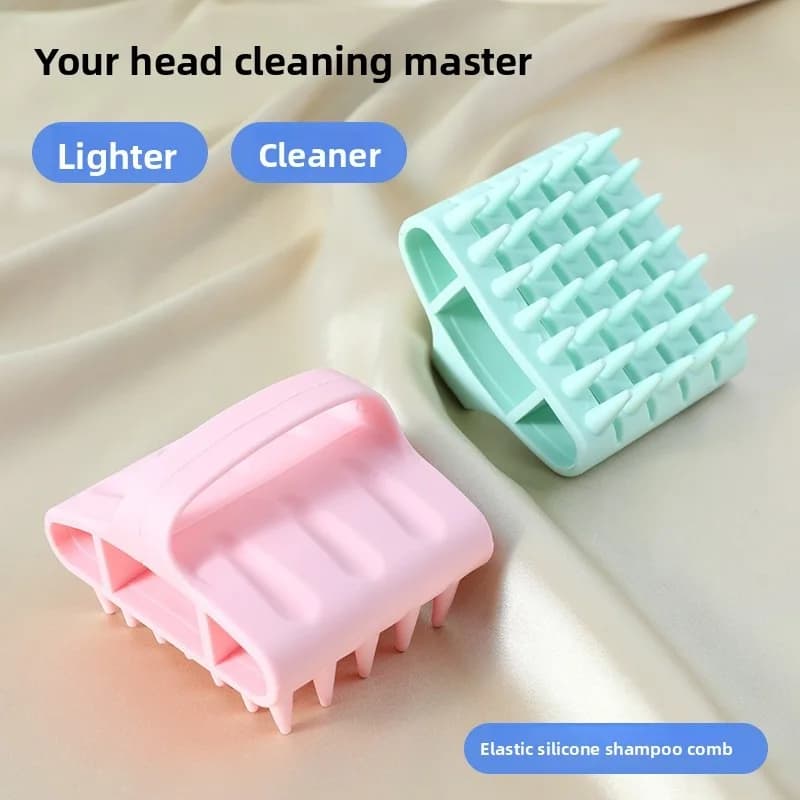 Professional Elastic Silicone Shampoo Comb Scalp Massage Brush, Soft Fingertip Bristles for Painless Scalp Spa, Easy-Clean.