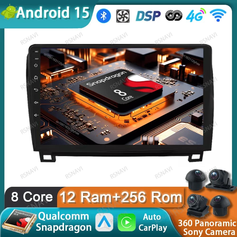 Autoradio Android 15 Per Toyota Tundra XK50 2007 2008 2009 2010 - 2013 WIFI + 4G LTE Snapdragon RDS Wireless Qualcomm NO 2DIN IPS