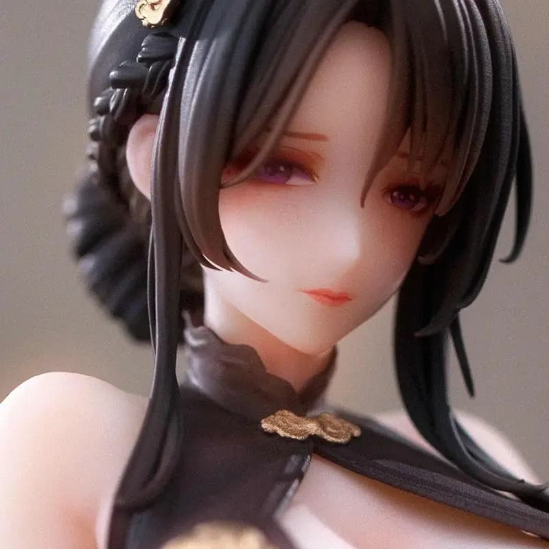 Figura Anime in Scala 1/6 con Cheongsam Cinese e Design Fenice, con Calze a Rete Reali e Sciarpa Pelosa per Collezionisti di Anime