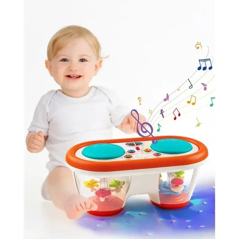 Tamburo Clap per bambini 12+ mesi Giocattolo musicale per bambini Giocattoli per neonati Musica rotante Sensoriale Giocattoli illuminati Educativi precoci per regali per bambini