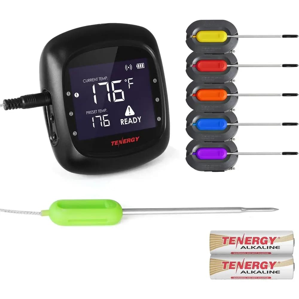 Wireless Bluetooth Smart BBQ Thermometer App Controlled with 6 Stainless Steel probes and Transport Case, Kitchen Thermometer for G