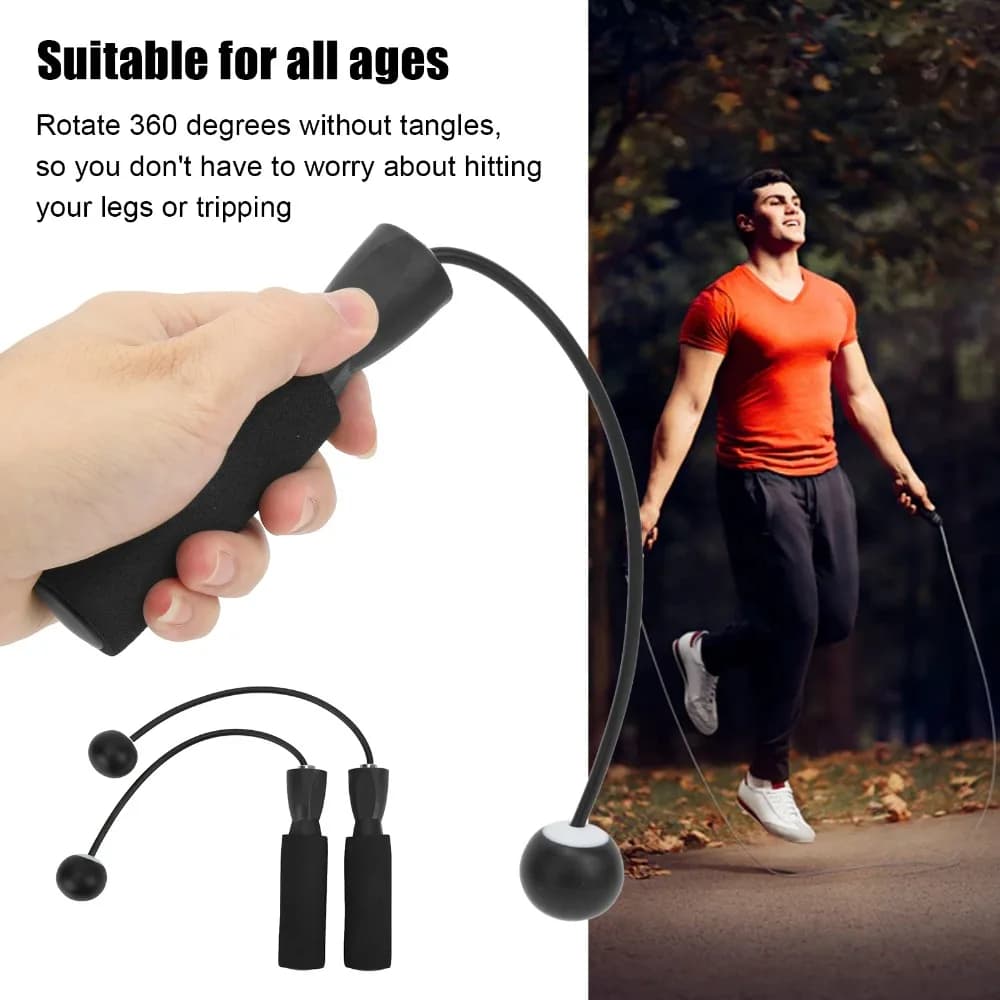 2 Pezzi Corda per Saltare Senza Filo a Rotazione Rapida, Corda per Saltare Portatile Senza Corda da 30MM con Palla Ponderata, per Fitness, Allenamento ed Esercizio