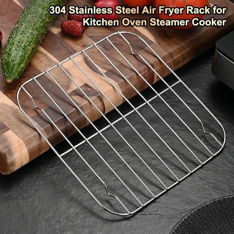 New-Square Cooking Rack Air Fryer Grill Steamer Rack Stainless Steel BBQ Net Home Kitchen Oven Steamer Cooker Barbecue Bracket