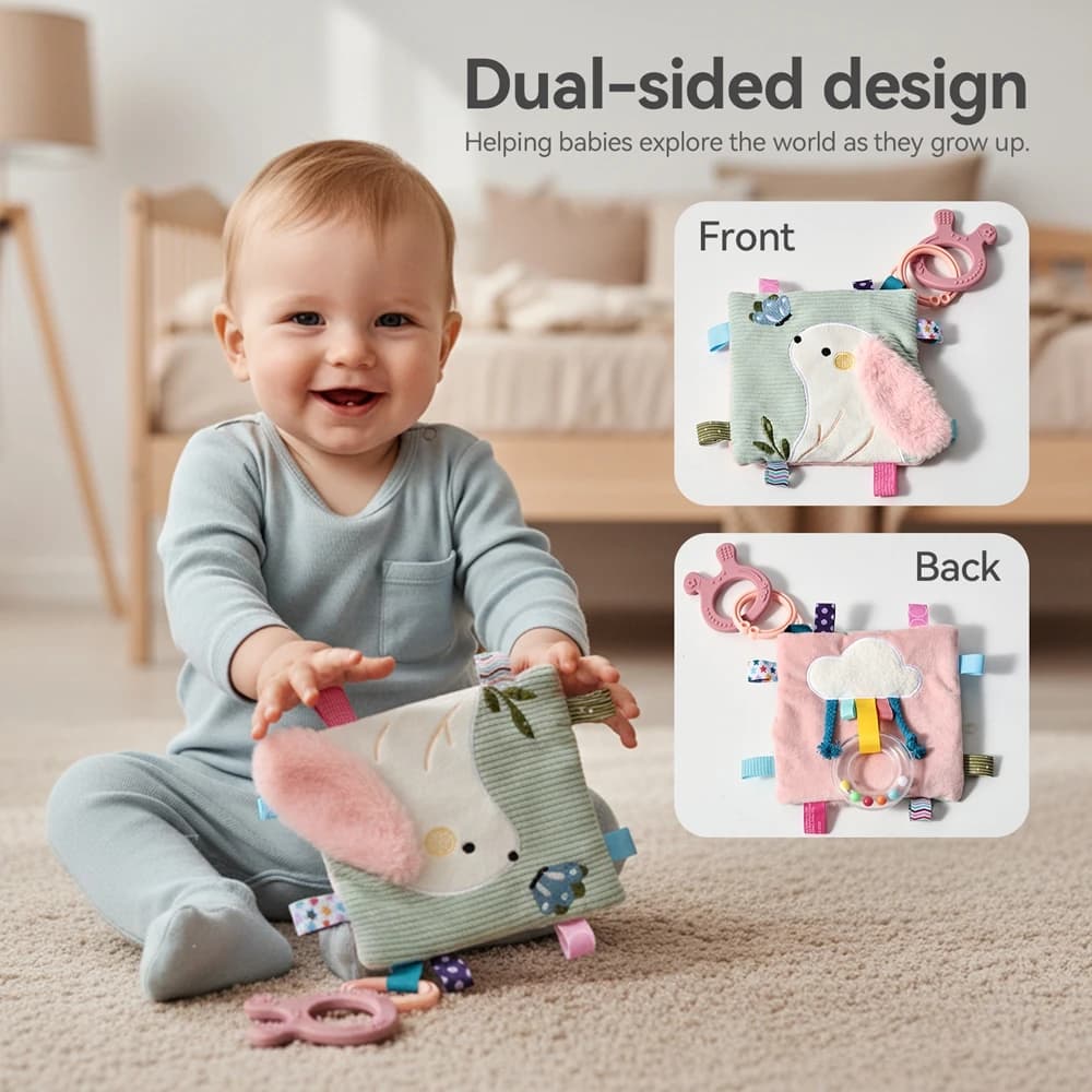 3D Touch Feel High Contrast Cloth Cartoon Rabbit Book Soft Baby Books Sensory Early Learning Stroller Toys 0-12Months Baby Gift