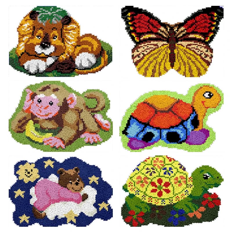 Animali Gancio di chiusura Kit tappeto Fai da te klink haak kussen set uncinetto Tappeto handwerken knooppakket Set di cucito All'uncinetto Zerbino
