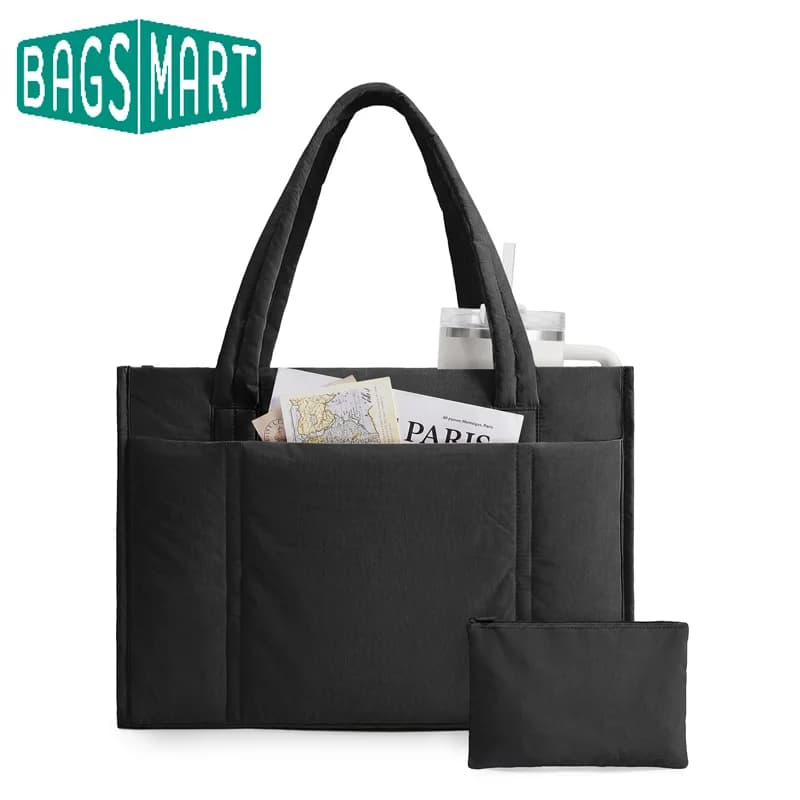 Borse tote imbottite Bagsmart, borsa a tracolla leggera con cerniera, borsa grande da lavoro per insegnanti, per viaggi, scuola, spiaggia, donna, trapuntata
