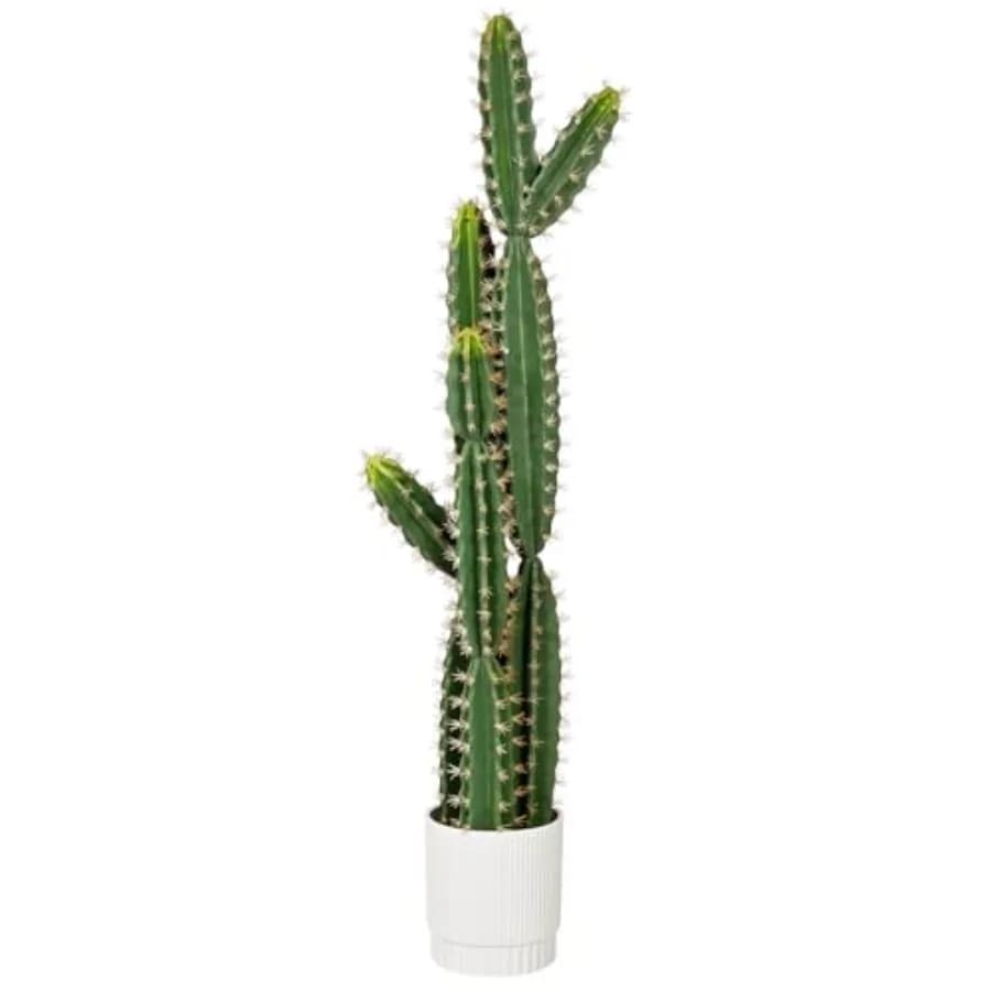 Artificial Cactus High 51 Inches, Large Realistic Cactus Plant with Vase, Fin Cactus Tree 4.3 Pies UV Rare Resistant for Exterior