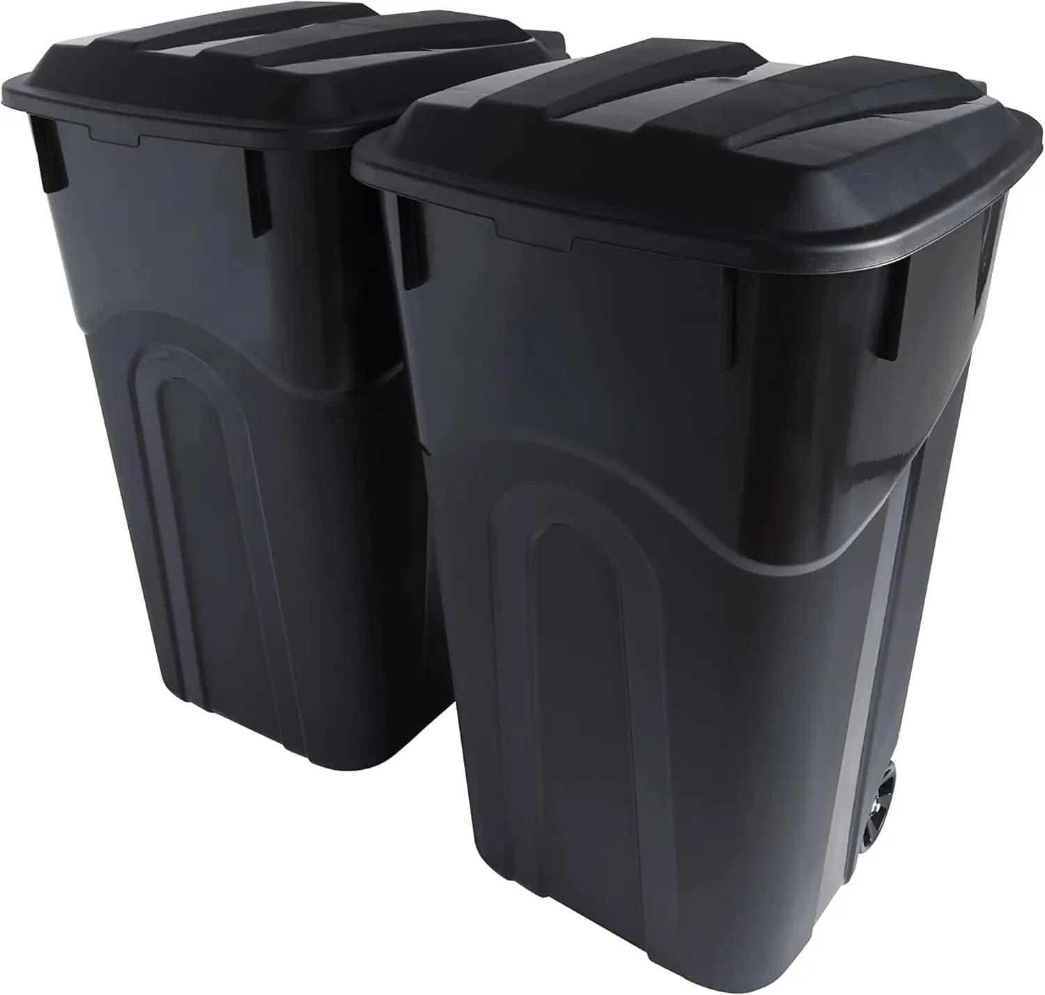 Bidone della Spazzatura con Ruote da 32 Galloni per Esterni, con Coperchio Bloccabile e Maniglie Resistenti, Confezione da 2 per Cortile, Terrazza, Garage