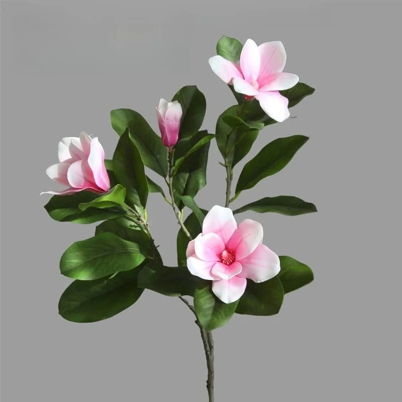 3pcs Simulation White Magnolia Real Touch Fake Flowers Plant Holiday Party Decoration Artificial Magnolias Branch Silk Flower