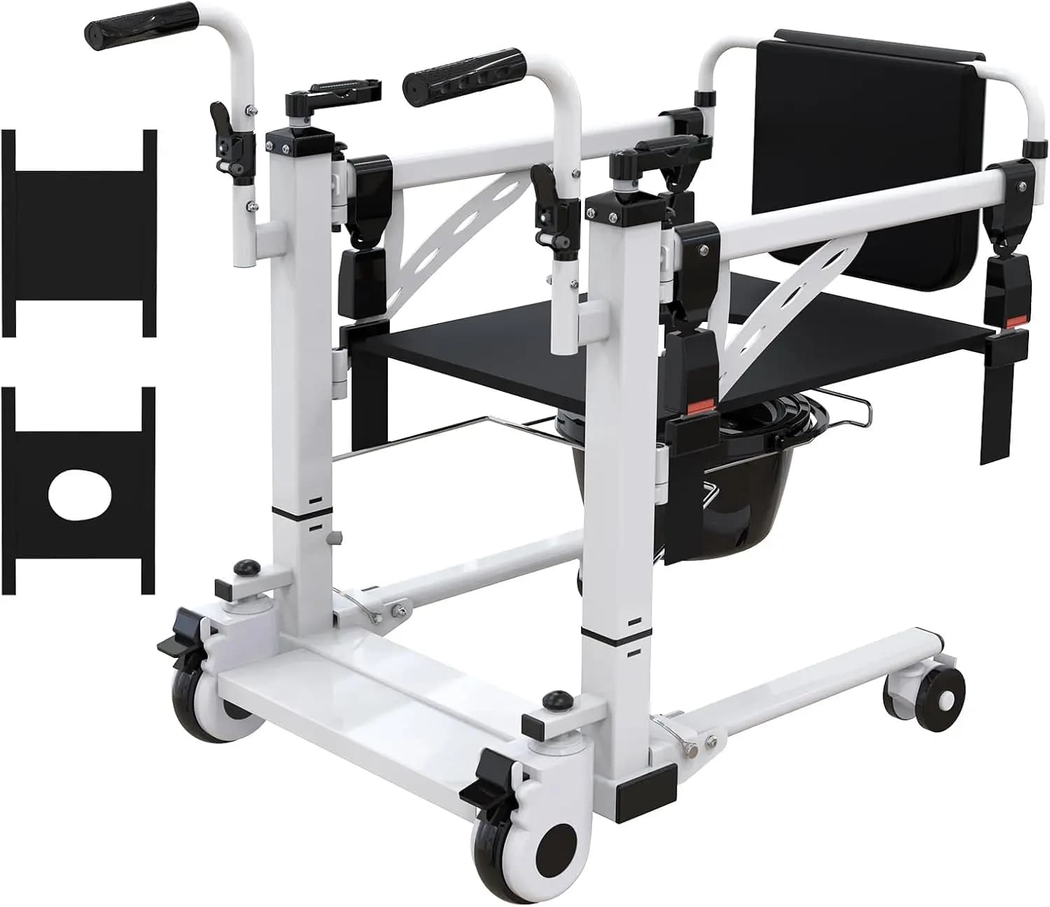Liftable transfer chair, lifts for foyer for home use, hydraulic lift transfer chair, bathroom wheelchair with 180 ° Split seat, portable