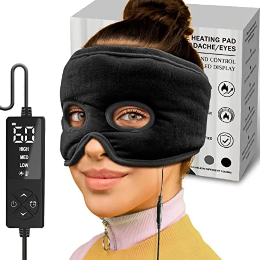 Heatable mask for relief from nose pain Sticro with 3 temperature settings, extra large mask for headaches, electric warming pillow for face to relieve nasal pressure