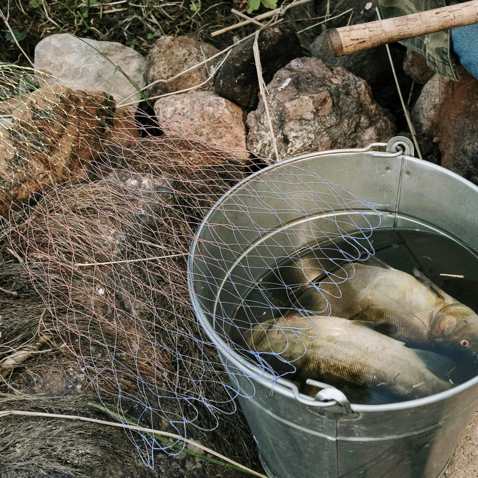 Boat Fishing Net Replacement Netting Spawn Landing Bag Basket Bags for Live Carp Colorful