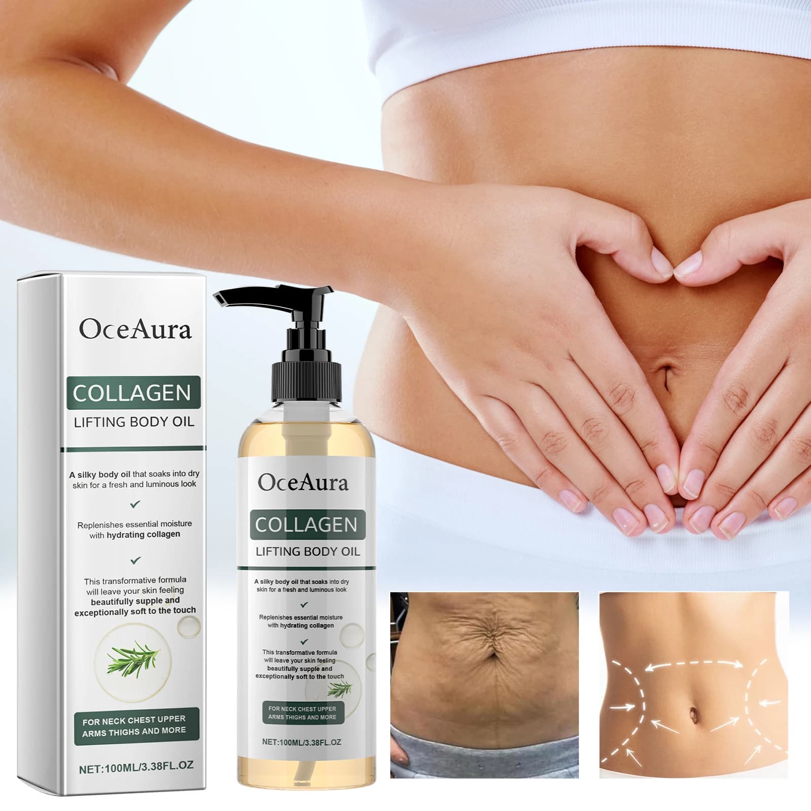 OceAura Body Oil Hydrating and Moisturizing Collagen Massage for the whole body Essential oil for dry skin Hydrating