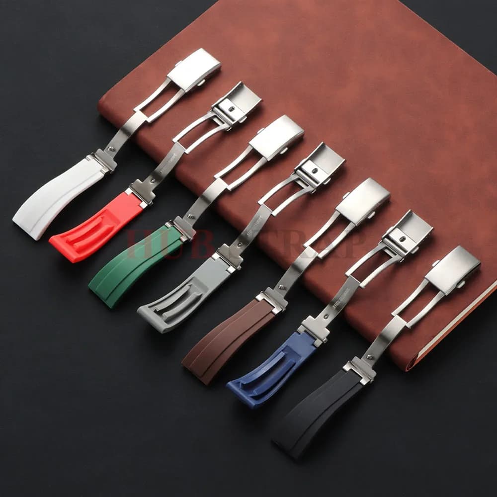 Cinturino per orologio con fibbia a farfalla in acciaio inossidabile Nero Acqua Fantasma Verde Submariner Daytona Uomo per cinturino in gomma resistente Rolex