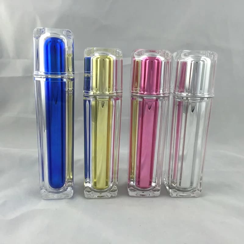 100ML PINK/Gold/blue/silver square shape acrylic bottle for serum/lotion/emulsion/foundation/emulsion cosmetic packing